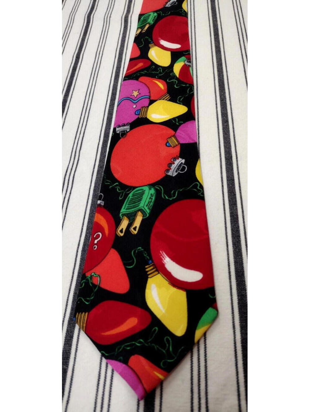 Nicole Miller 1991 Silk Tie Holiday Evening Wear Colorful Christmas Ornaments